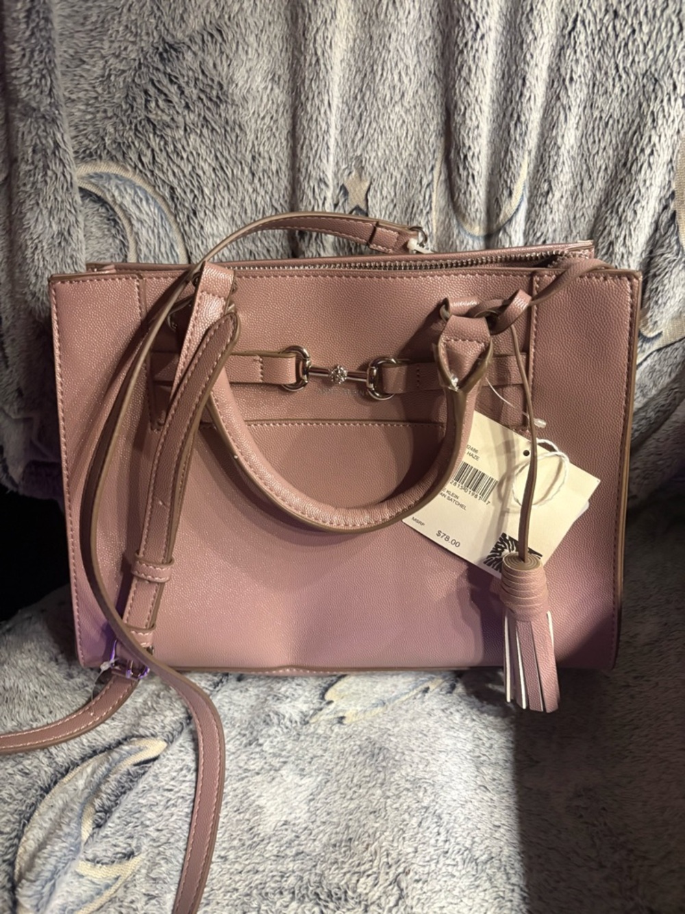 Anne Klein Dusty Rose Satchel with Tassel